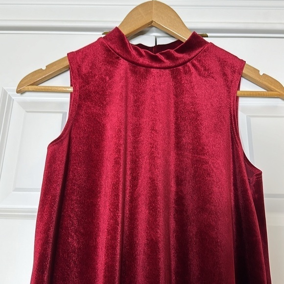 Nick and Nash mock neck velvet sleeveless red dress SzPS - Picture 3 of 6